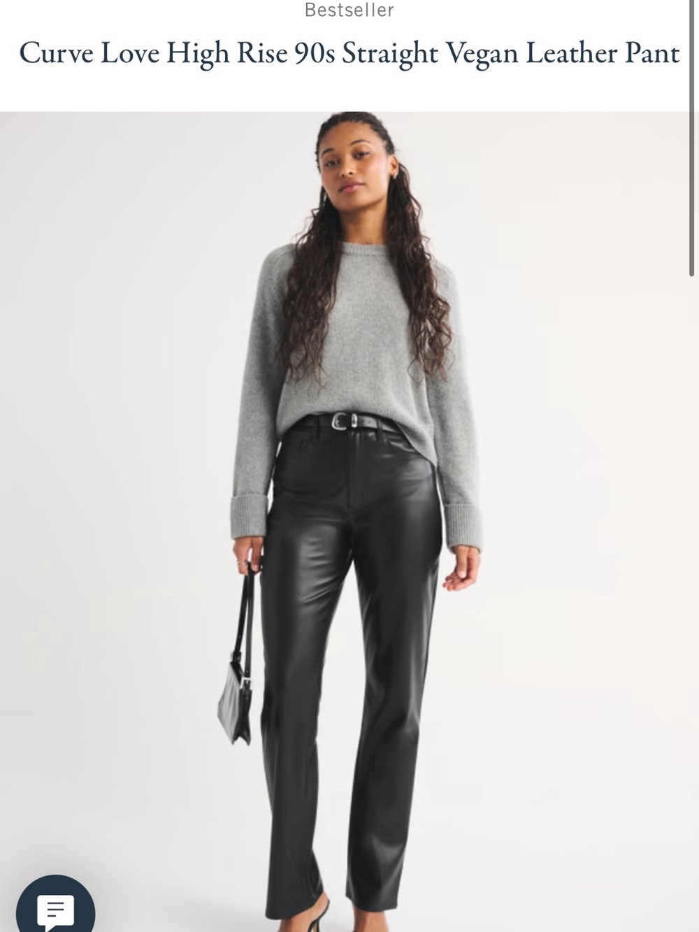 Abercrombie & Fitch High-Rise 90s Straight Vegan Leather Jeans - Black